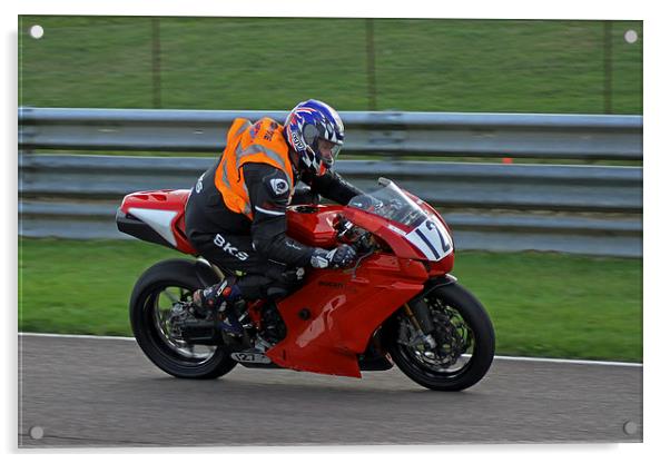 Approaching the Chequered Flag Acrylic by Tony Murtagh