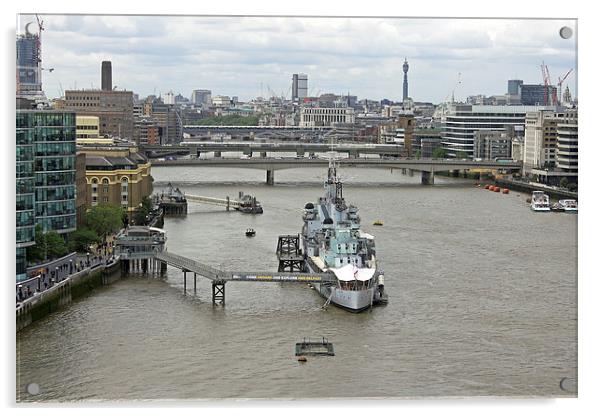  HMS Belfast Acrylic by Tony Murtagh