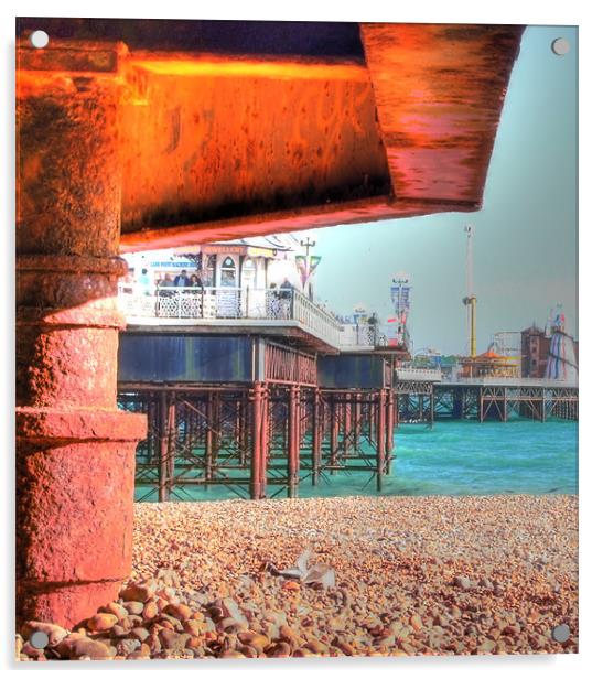 Brighton Pier from below Acrylic by Gillian Oprey