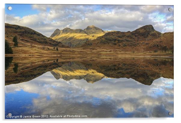 Langdale Pikes Reflections Acrylic by Jamie Green