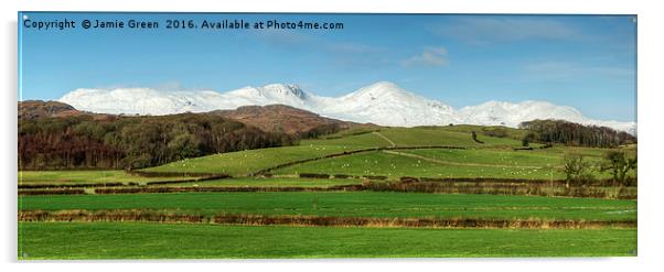 The Coniston Fells in Winter Acrylic by Jamie Green