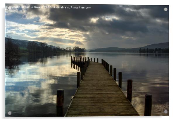 Monk Coniston Jetty Acrylic by Jamie Green