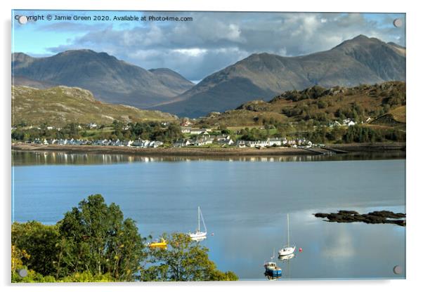 Shieldaig Village Acrylic by Jamie Green