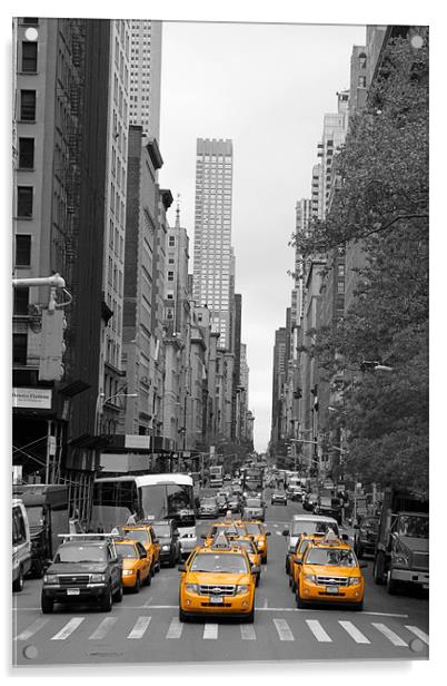 New York Streets Acrylic by Danny Thomas
