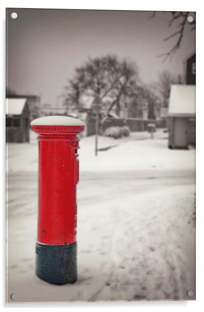 Winter Post Box Acrylic by Castleton Photographic