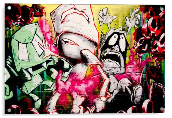 London Spray Paint Ghetto Hell At The Tunnel Acrylic by Imran Soomro