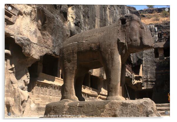 Elephant Sculpture at Kailash Temple Acrylic by Aidan Moran