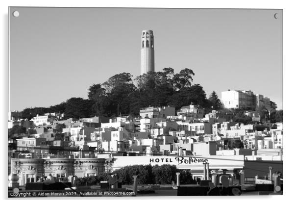 Colt Tower in San Francisco Cityscape  Acrylic by Aidan Moran