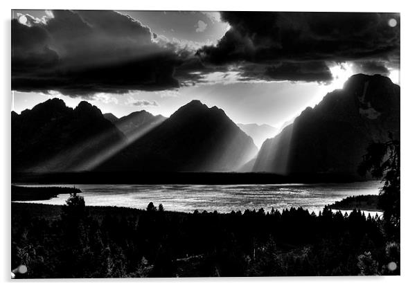 Grand Teton Light Beams Acrylic by Aidan Moran