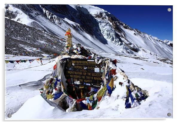 Thorung La Pass - Annapurna Circut - Nepal Acrylic by Aidan Moran