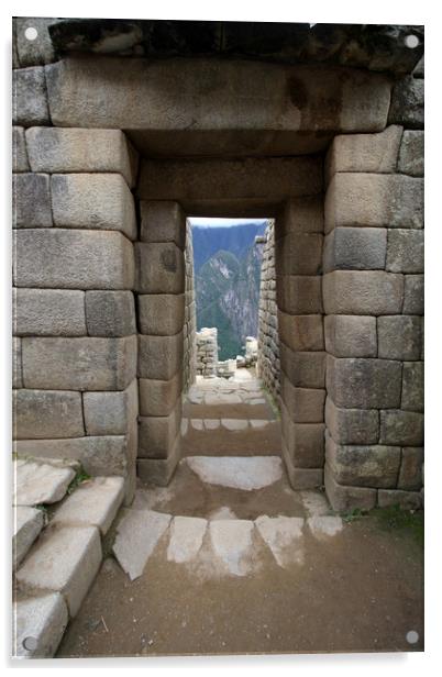 Trapezoidal Door At Machu Picchu, Peru  Acrylic by Aidan Moran