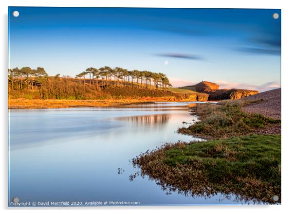 Dusk Beckons at Otter Mouth - Budleigh Salterton Acrylic by David Merrifield