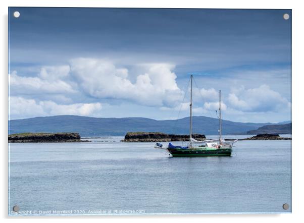 Perfect day moored of Lunga - Scotland Acrylic by David Merrifield