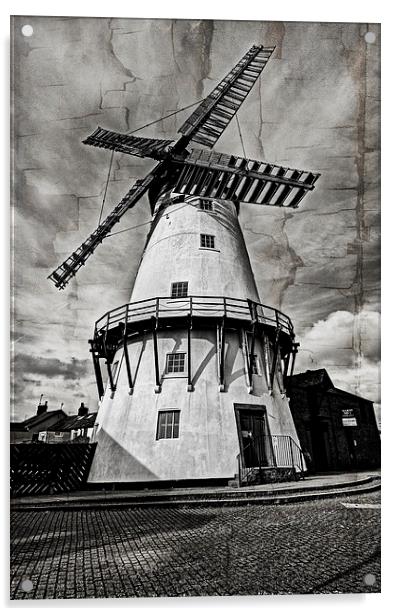  Windmill on Cracked Canvas Acrylic by David McCulloch
