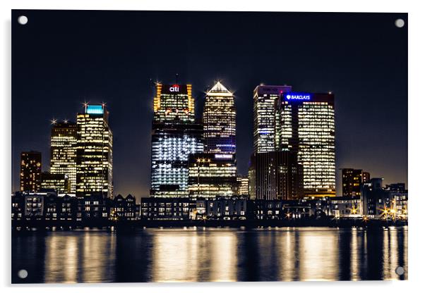 London Skyline at night Acrylic by Ian Hufton