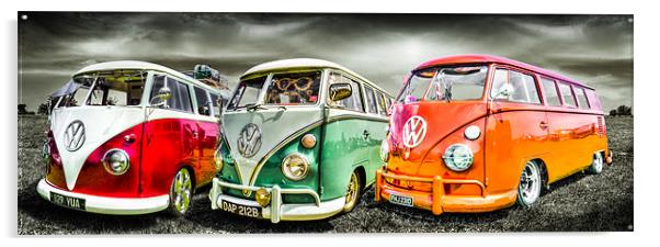 VW camper van trio Acrylic by Ian Hufton