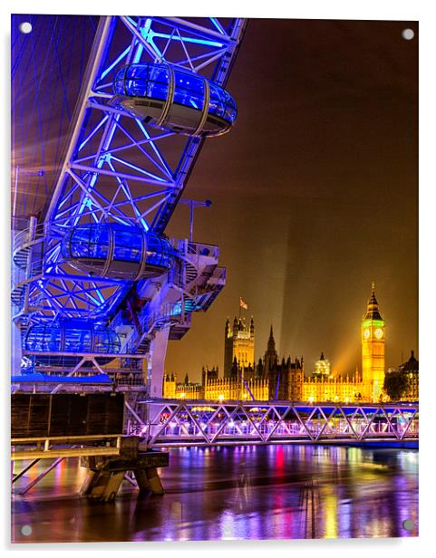 London Eye & Big Ben Acrylic by Ian Hufton