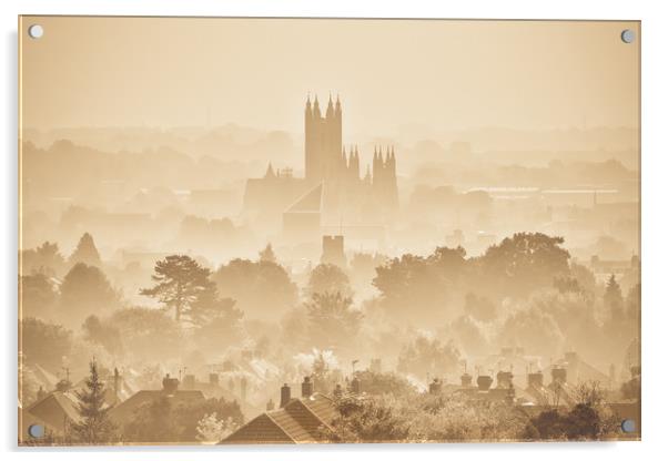 Canterbury Through The Mist Acrylic by Ian Hufton