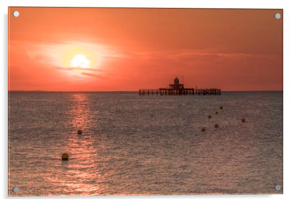 Herne Bay Sunset Acrylic by Ian Hufton