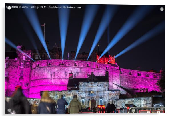 Illuminating Edinburgh Castle Acrylic by John Hastings