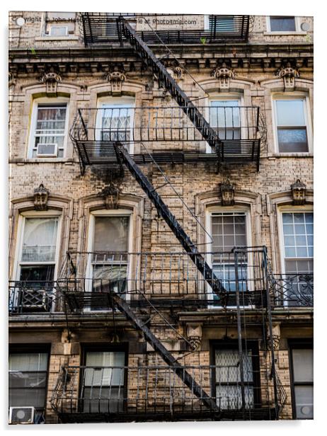 New York Fire Escape Acrylic by John Hastings