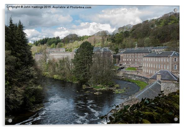  New Lanark and the River Clyde Acrylic by John Hastings