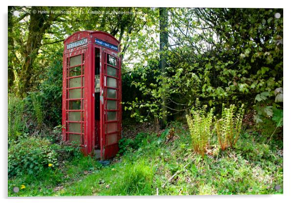 Heatree Cross Red Telephone Box Dartmoor Acrylic by Helen Northcott