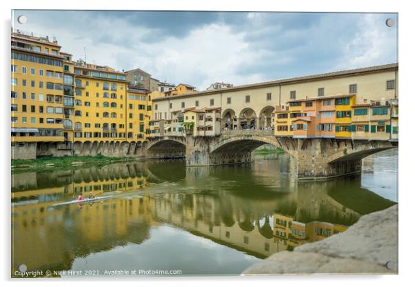 Rowing under the Ponte Vecchio  Acrylic by Nick Hirst