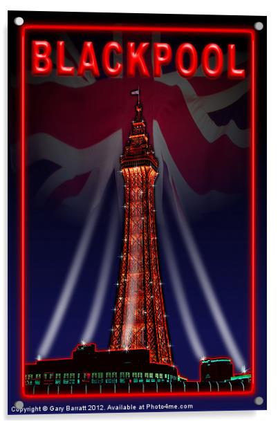 Blackpool Tower Toffee Apple Red Acrylic by Gary Barratt