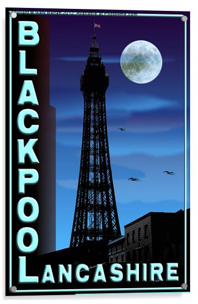 Blackpool In Blue Acrylic by Gary Barratt