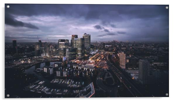 Canary Wharf at dawn Acrylic by Adam Payne