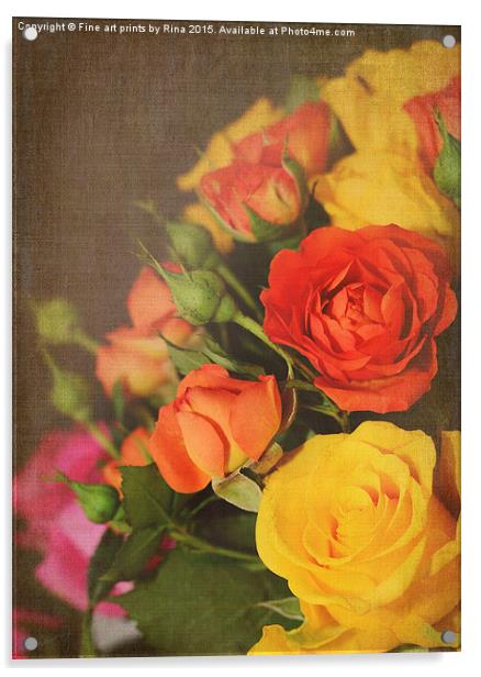  Textured Roses Acrylic by Fine art by Rina