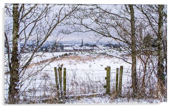  A snowy view to Wardle Acrylic by Fine art by Rina