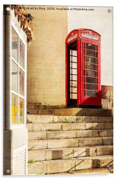 Red Phone Box Acrylic by Fine art by Rina