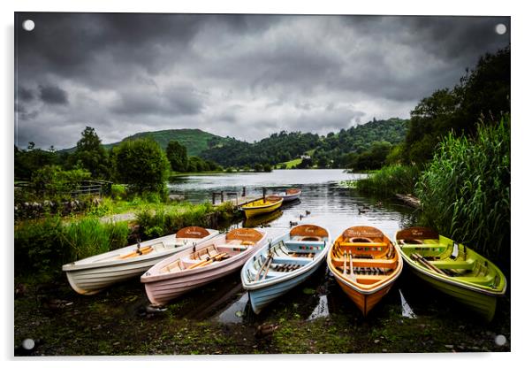 Grasmere Rowing Boats cumbria Acrylic by Maggie McCall