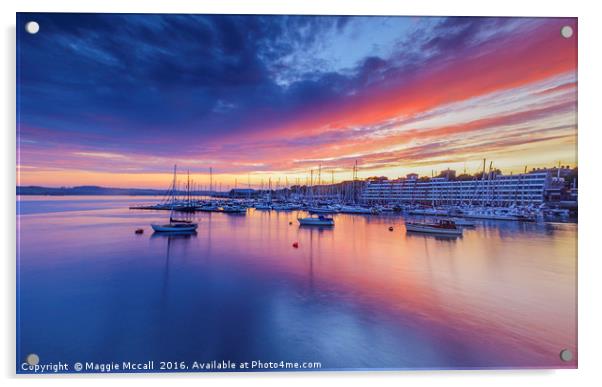 Sunset over Plymouth Sound, Devon Acrylic by Maggie McCall