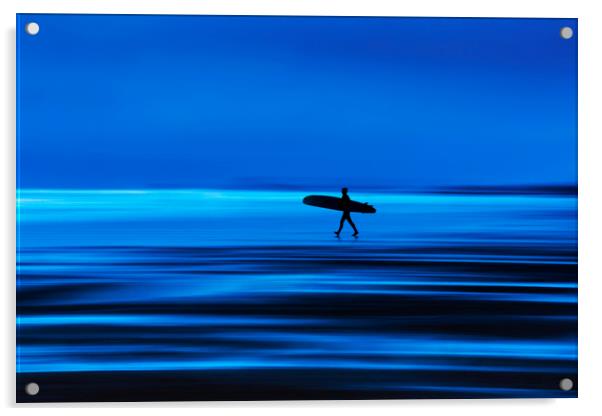 Abstract Lone Surfer Acrylic by Maggie McCall