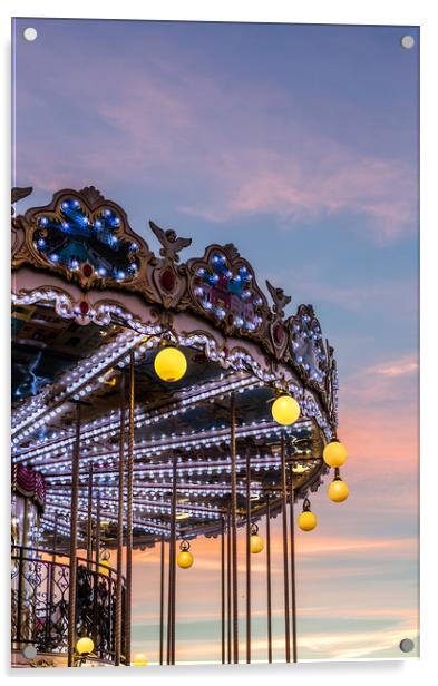 Paris Carousel Sunset Acrylic by Maggie McCall