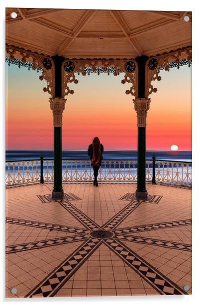 Silhouette of girl  on Brighton Bandstand Acrylic by Maggie McCall
