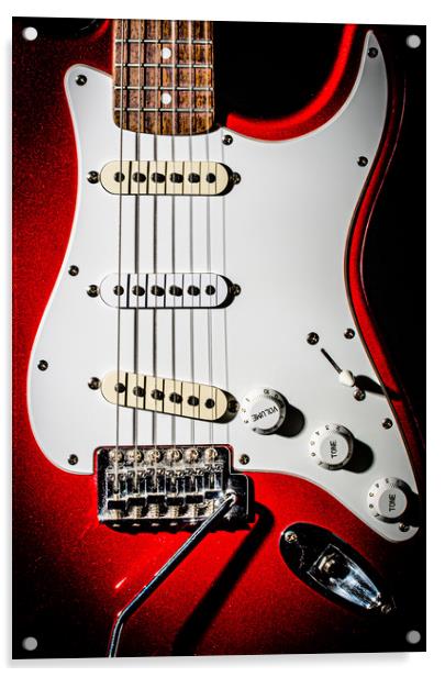 Red Electric Guitar Acrylic by Maggie McCall