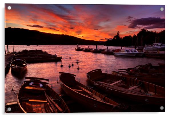 Windermere Sunset Cumbria UK Acrylic by Maggie McCall