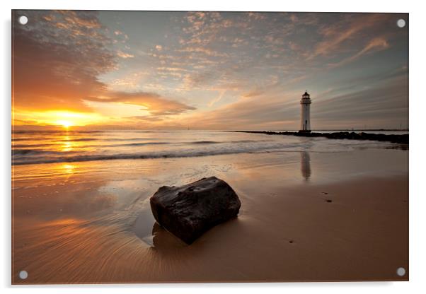 SUNSET AT THE ROCK ( New Brighton ) Acrylic by raymond mcbride