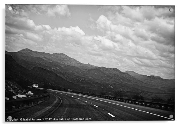 Arizona Highway and Mountain Slopes Acrylic by Isabel Antonelli