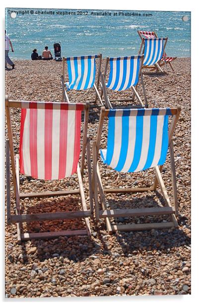deckchairs Acrylic by charlotte stephens