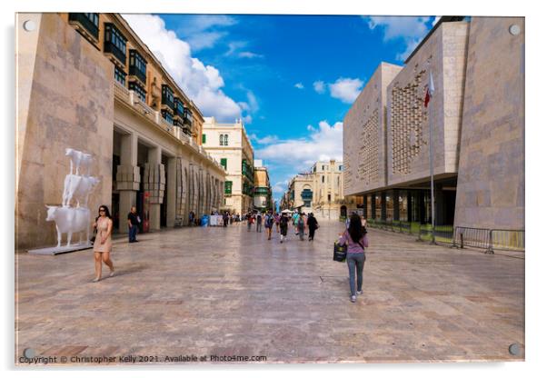 Valletta shops Acrylic by Christopher Kelly
