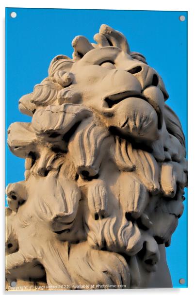 The South Bank Lion Statue, Westminster Bridge, London. Acrylic by Luigi Petro