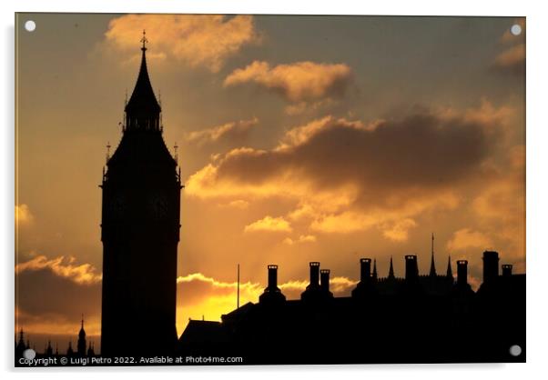 Sunset over Big Ben,, London, United Kingdom. Acrylic by Luigi Petro
