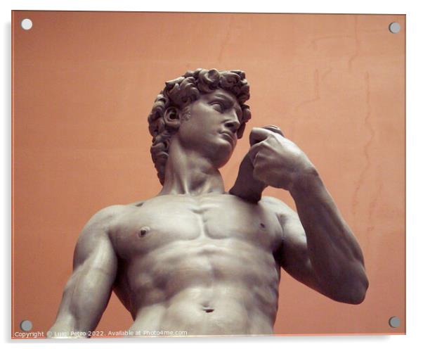 Plaster cast of David by Michelangelo, London, UK. Acrylic by Luigi Petro