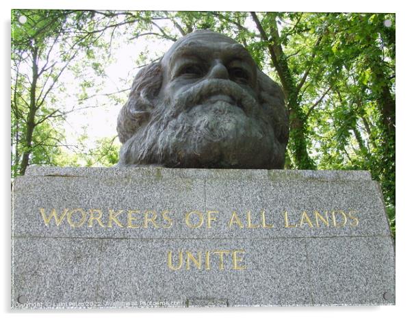 Bust of Karl Marx in Highgate cemetery, London, United Kingdom. Acrylic by Luigi Petro