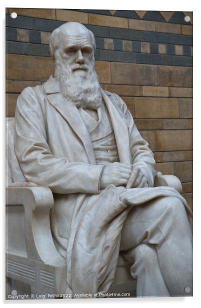 Statue of Charles Darwin in the Natural History Museum. London, UK. Acrylic by Luigi Petro